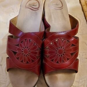 Dansko "Suzy" Red Leather Wedge Sandals